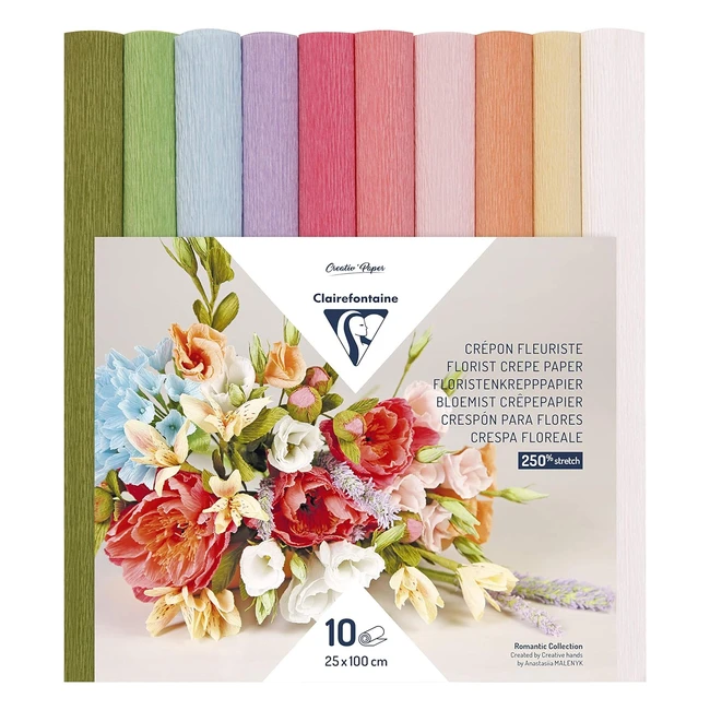 Clairefontaine 995000C - 10 rotoli carta crespa fiori - 25x100 cm - elasticit 