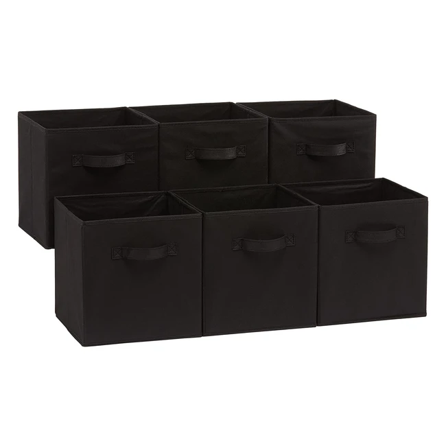 Amazon Basics Collapsible Fabric Storage Cube Organizer Pack of 6 - Solid Black