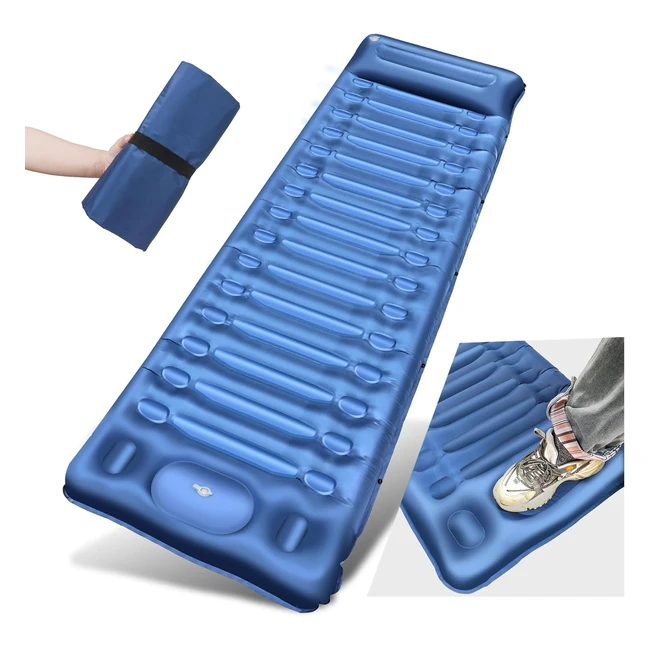 Materasso Campeggio Autogonfiante 14cm - Resistente e Impermeabile - Blue