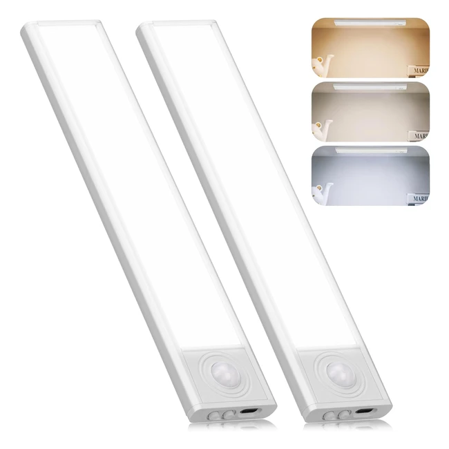 Luce Armadio LED Sottopensile Cucina - 2 Pezzi, Ricaricabile USB, Sensore Movimento, 3 Modalità, 20cm