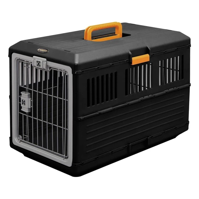 Iris Ohyama Kiste Käfig Transportbox für Hund Katze 2 Türen L686 x T403 x H478 cm FC670 Schwarz