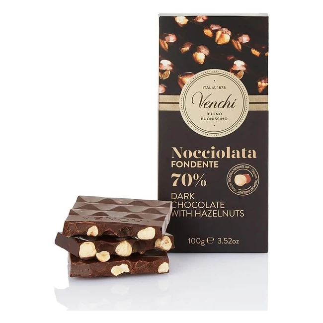 Venchi Tavoletta Nocciolata Fondente 70 - Cacao Sud America e Nocciole Piemonte IGP - Senza Glutine