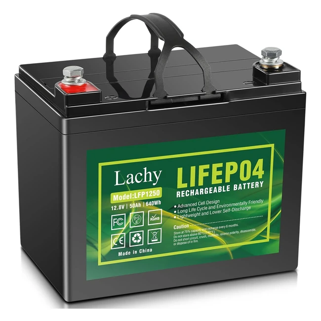 Batteria Lachy 12V 50Ah Litio LiFePO4 - Ciclo Profondo, Senza Manutenzione, BMS Integrato
