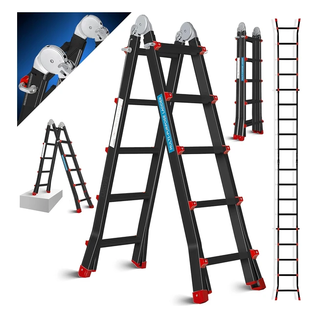 Masko Aluminium Teleskopleiter Multifunktionsleiter Aluleiter Klappleiter Anlege