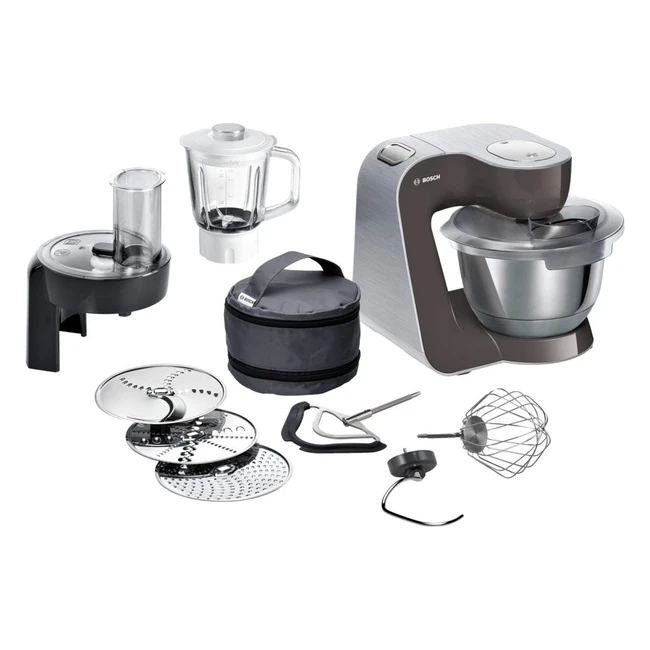Bosch MUM58CR60 Mum5 Küchenmaschine - Platzsparendes Patisserie-Set inklusive Glas-Mixer, Schneidwerkzeug und 3 Raspelscheiben