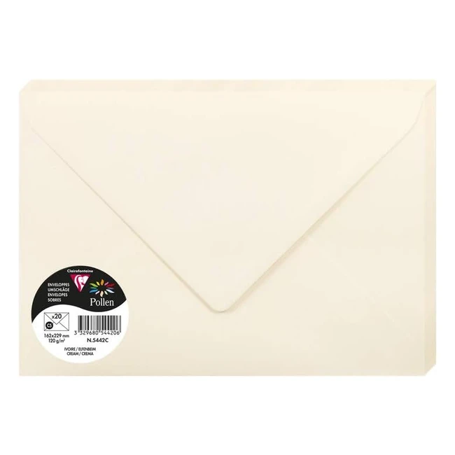 Enveloppes gommes Clairefontaine 5442C - Paquet de 20 - Format C5 - 120gm - Iv
