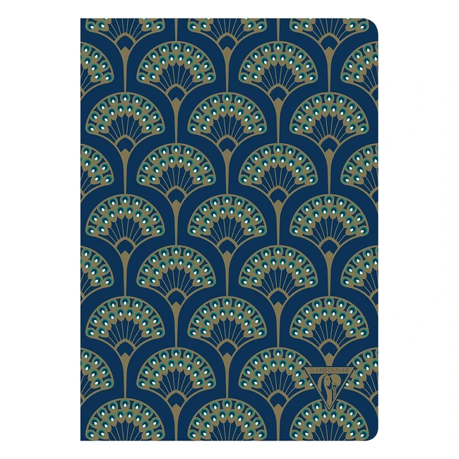 Carnet cousu motif bleu paon Clairefontaine A5 96 pages lignes