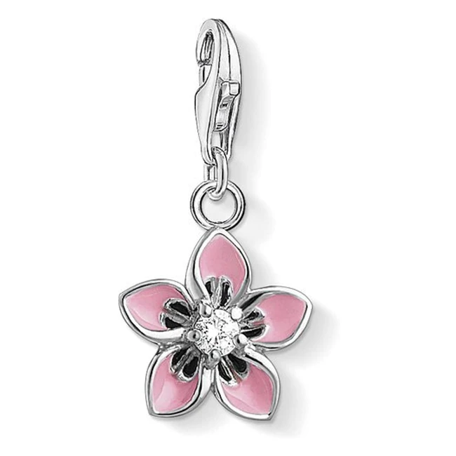 Thomas Sabo Pink Flower Charm Pendant - 925 Sterling Silver - 13540419