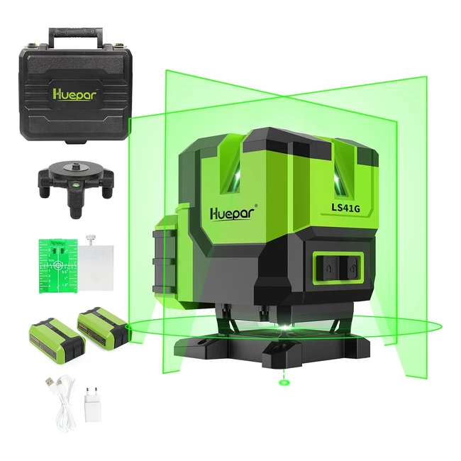 Niveau Laser Multilignes Huepar LS41G - 4 lignes verticales, 1 ligne horizontale, 360°, autonivelant