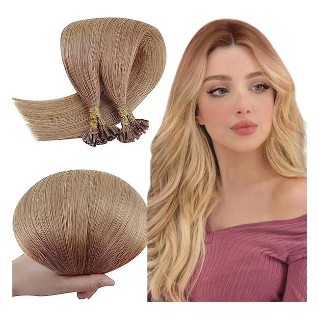 Extension U-Tip Keratine Cheveux Ombre 18 Pouces - Brun Doré Blond 1014