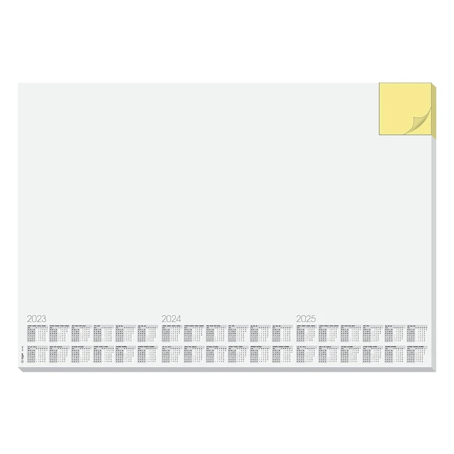 Sous-main Sigel HO490 en papier calendriers 3 ans avec bloc-notes jaune intégré - A2 59.5 x 41 cm