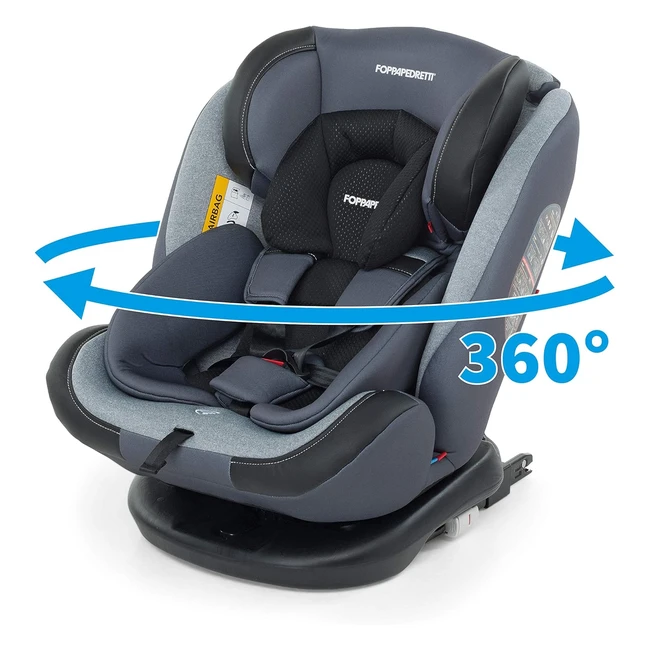 Siège auto rotatif Foppapedretti iTurn Duofix 360°, groupe 0-123, 0-36 kg, de la naissance à 12 ans - Silver