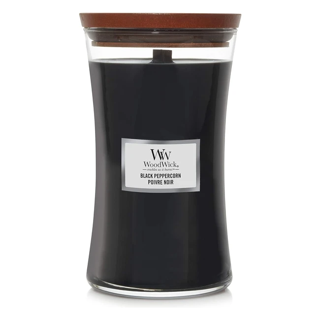 Woodwick Große Duftkerze mit knisterndem Docht, Black Peppercorn, Brenndauer bis zu 130 Stunden