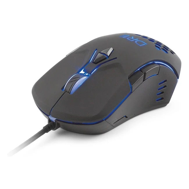 Mouse da gaming DR1Tech Guardian con filo, 7 tasti, fino a 3200 dpi, design leggero e resistente