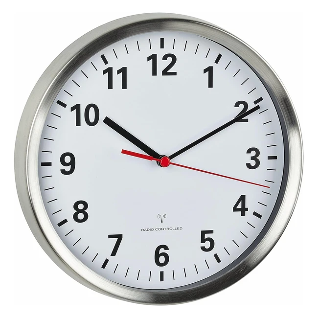 Horloge murale radiopilotée TFA Dostmann 60352902 - Mouvement sweep silencieux - Verre - Argent/Blanc