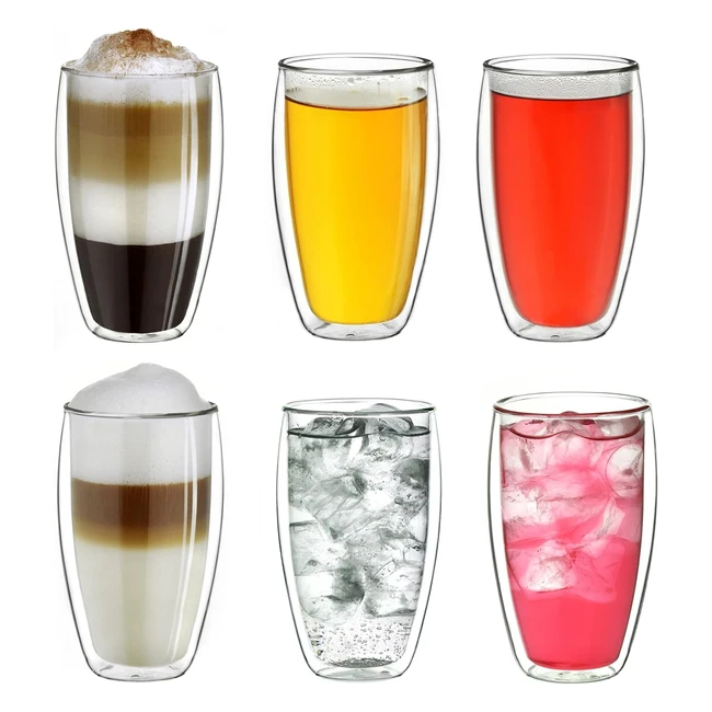 Bicchiere Thermos a Doppia Parete 400ml DGSH - Vetro Borosilicato - Set 6 Pezzi