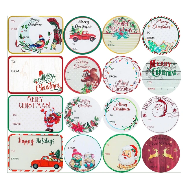 Lot de 144 étiquettes autocollantes de cadeau de Noël - Popgiftu