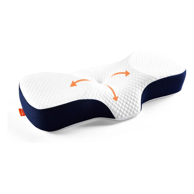 Sweetnight Memory Foam Pillow - Cervical Contour Neck Pillow for Neck and Shoulder Pain - Support Bed Pillow - Removable Cover - 40x60x13cm - White