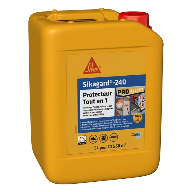 Sika Sikagard 240 - Protecteur hydrofuge tout-en-un pour façade, mur, toiture et sol - 5L