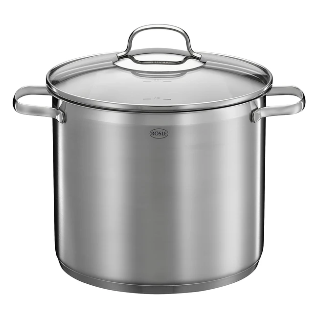 Rösle Elegance Kochtopf 8L - Hochwertiger Edelstahltopf für Suppen und Eintöpfe