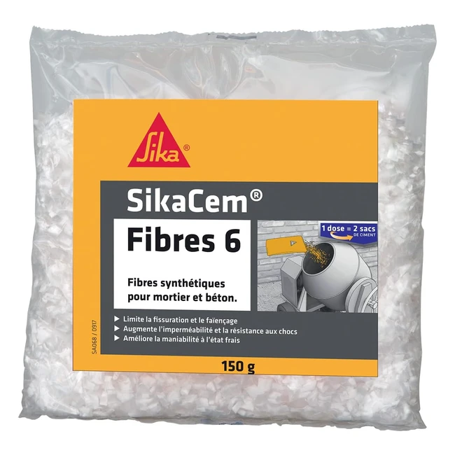 Sikacem Fibres 6 - Fibres synthétiques 6mm pour enduits et mortiers - 150g Blanc