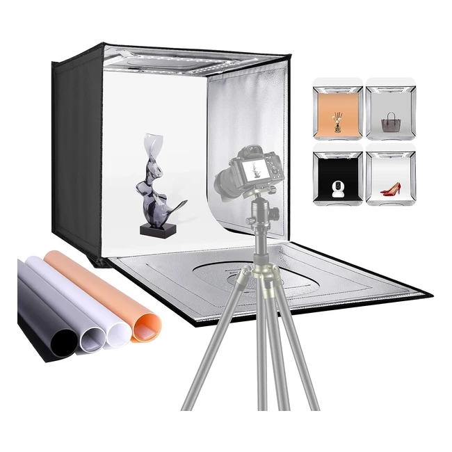 Caja Luz Neewer 50cm LED Brillo Ajustable - Kit Fotografía Plegable y Portátil