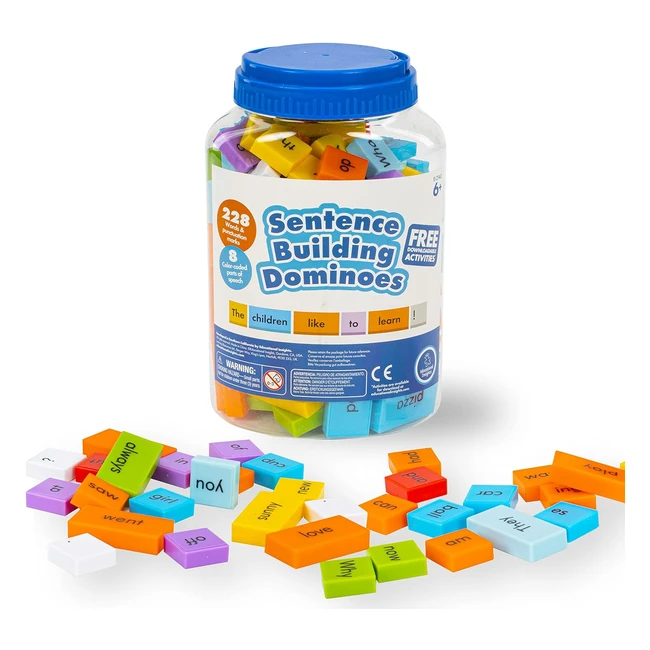 Dominos de construction de phrases Learning Resources - Réf. XYZ - Idéal pour jeux de construction - Enseignant inclus