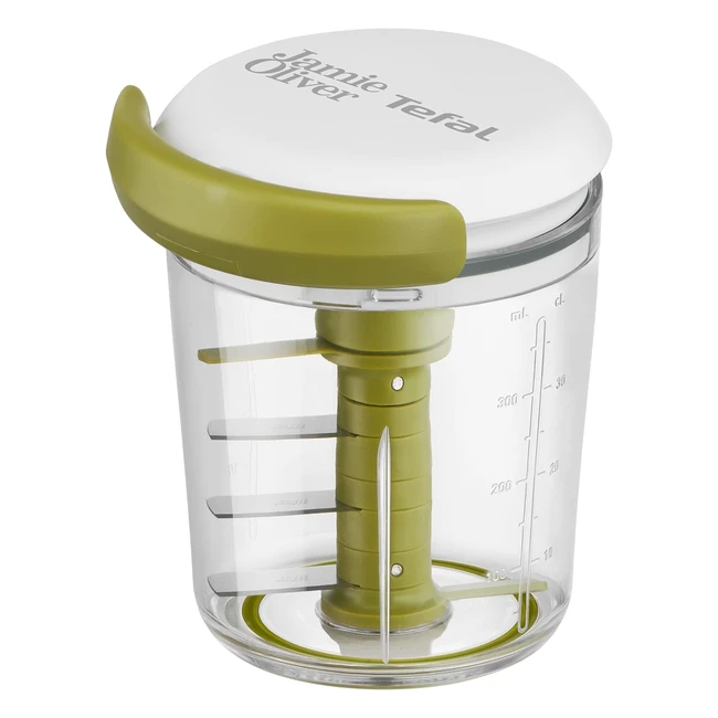 Tefal K16441 Jamie Oliver Chop Shaker - Universaler Gemüse- und Obstschneider ohne Strom - Weiß/Grün