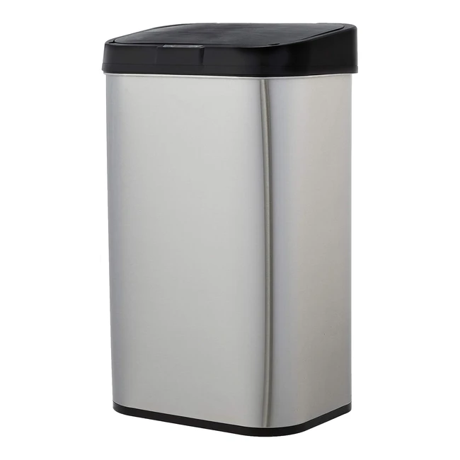 Amazon Basics Abfalleimer 60 Liter, rechteckig, Edelstahl, automatisch