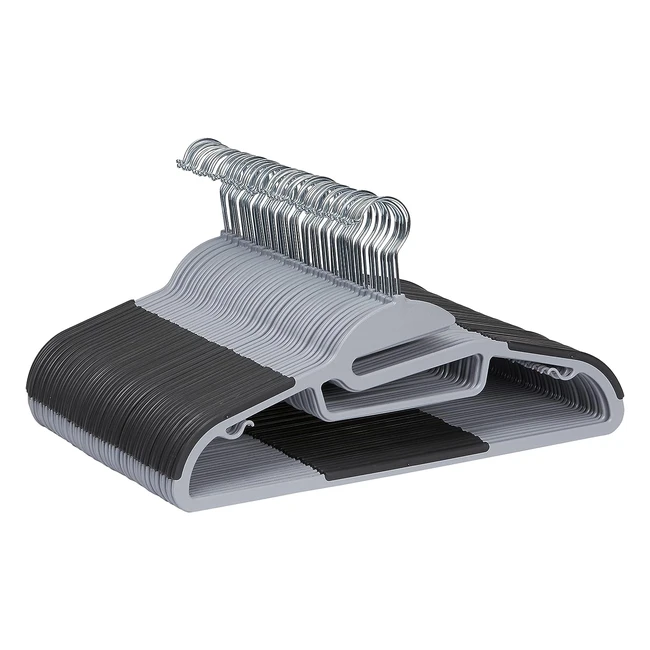 Amazon Basics Kunststoff-Kleiderbügel, gummiert, grau, 50er-Pack