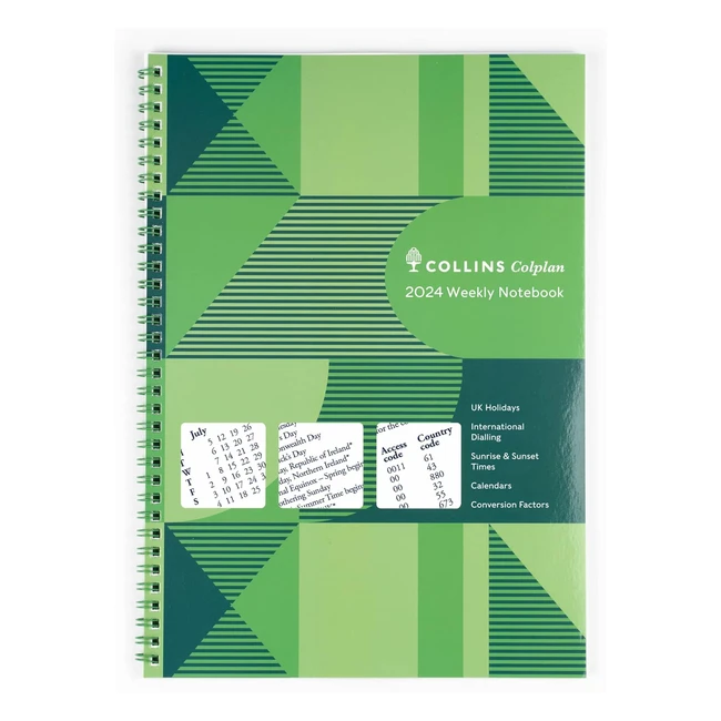 Collins Debden Colplan 2024 Diary A4 Weekly Notebook - Business Planner and Organiser - Green