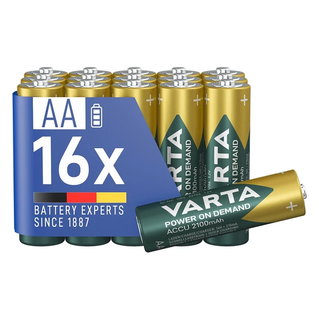 Varta AA Akkus 16er Pack 2100mAh NiMH vorab aufgeladen, sofort einsatzbereit