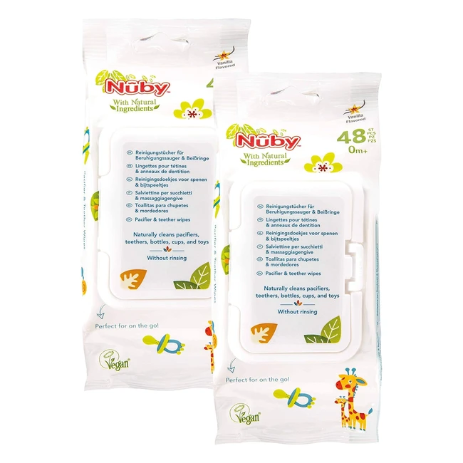 Toallitas húmedas Nuby para chupetes y anillos de dentición - 2 x 48 unidades