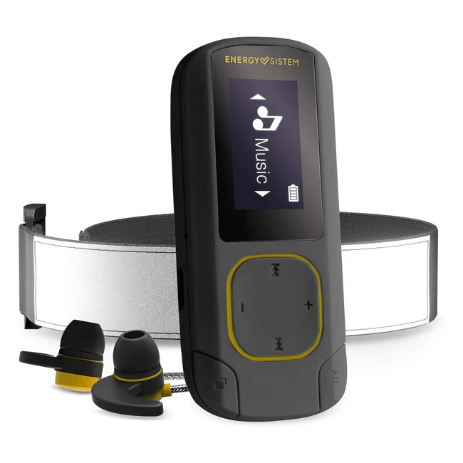 Energy Sistem MP3 Clip BT Sport Amber - Reproductor MP3 16GB FM Radio Sport Earphones Armband MicroSD