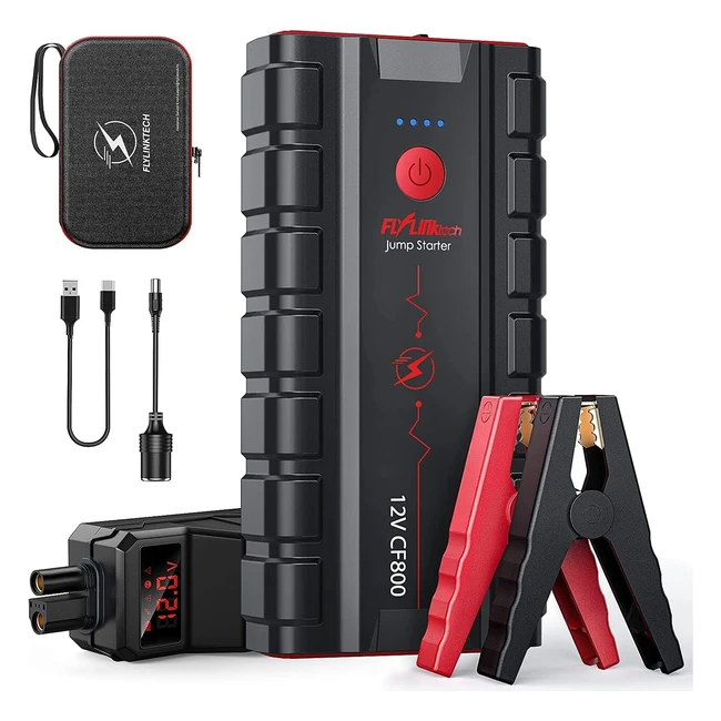 Booster Batterie Voiture Flylinktech 5000A 20000mAh - Jusqu'à 100L Essence ou 90L Gazole - Sortie QC30 - Grand Écran LCD - Pinces Intelligentes