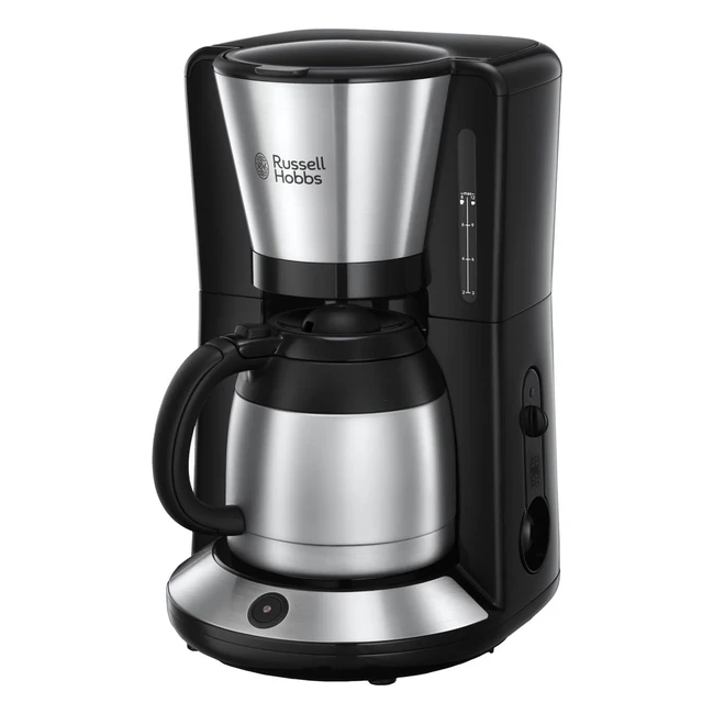 Russell Hobbs Adventure Kaffeemaschine, optimale Extraktion und Aroma, max. 8 Tassen, 1,0 l Thermokanne, automatische Abschaltung, Tropfstopp, 1100 W, Filterkaffeemaschine, Schwarz