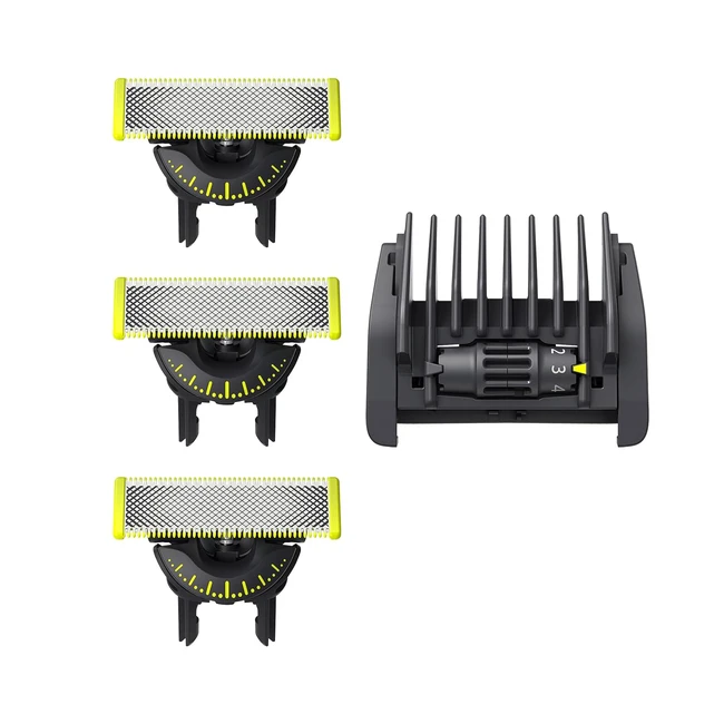 Philips OneBlade 360 Ersatzklinge für OneBlade Elektrorasierer und Langhaarschneider mit verstellbarem 5in1 Kammaufsatz zum Trimmen, Stylen und Rasieren - Packung mit 3 Modell QP43750