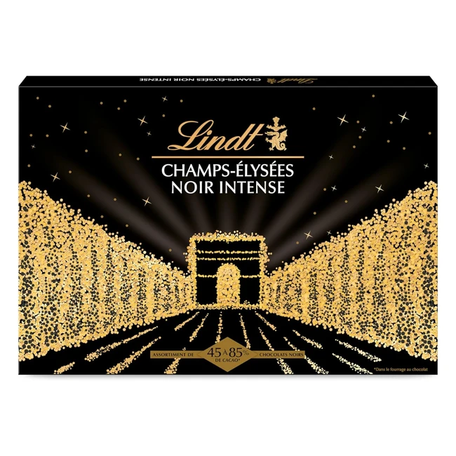 Lindt Champs-Élysées Noir Intense - Assortiment de Chocolats Noirs - 45-85% de Cacao - Idéal pour Noël