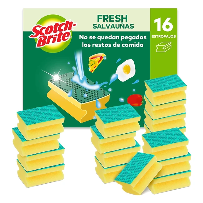 ScotchBrite Estropajo Exfoliante 16 Esponjas  Elimina Restos Incrustados