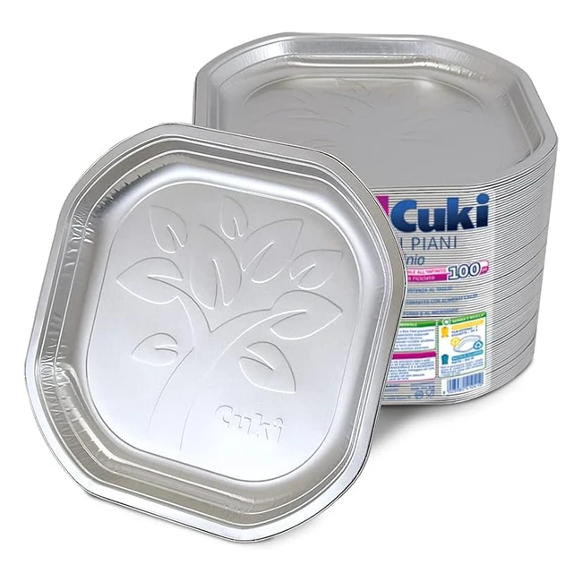 Piatti piani in alluminio Cuki, resistenti e riciclabili - Confezione da 100 pezzi