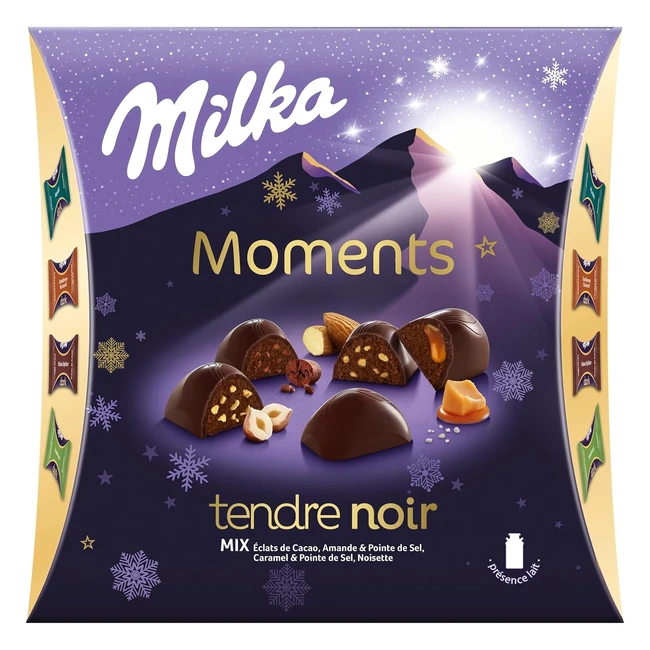 Milka Moments Assortiment Pralines Chocolat Lait Tendre Noir - Chocolats de Noël - 1 Boîte 236g