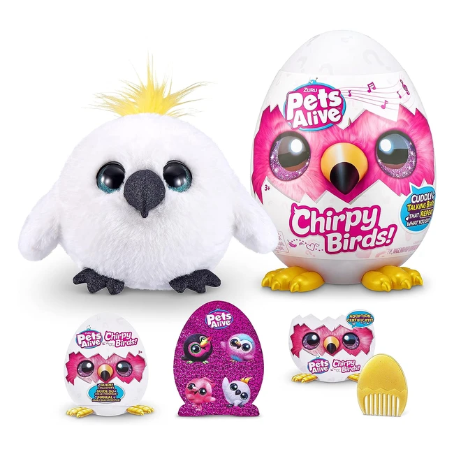 Chirpy Birds - Animaux de compagnie interactifs - Surprise avec parole et répétition - Cacatos blanc