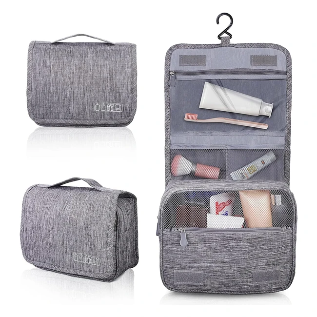 Trousse de toilette pliable AIQINU - Grande trousse de toilette voyage pour hommes et femmes - Multifonction imperméable - Avec crochets