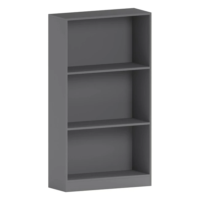 Cambridge 3 Tier Medium Bookcase - Grey Wooden Shelving - Sturdy & Stylish - H108xW60xD24cm