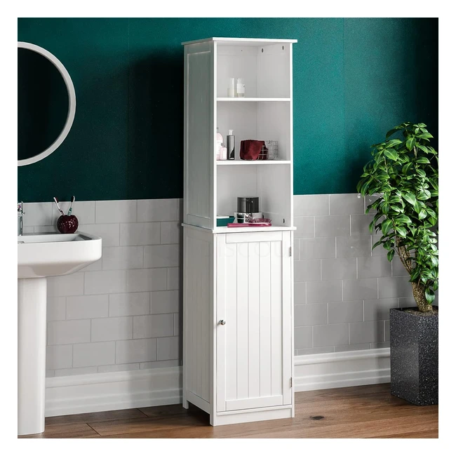 Bath Vida Priano Tallboy Unit - White | Storage Cupboard with Mirror | H 160 x W 40 x D 38 cm