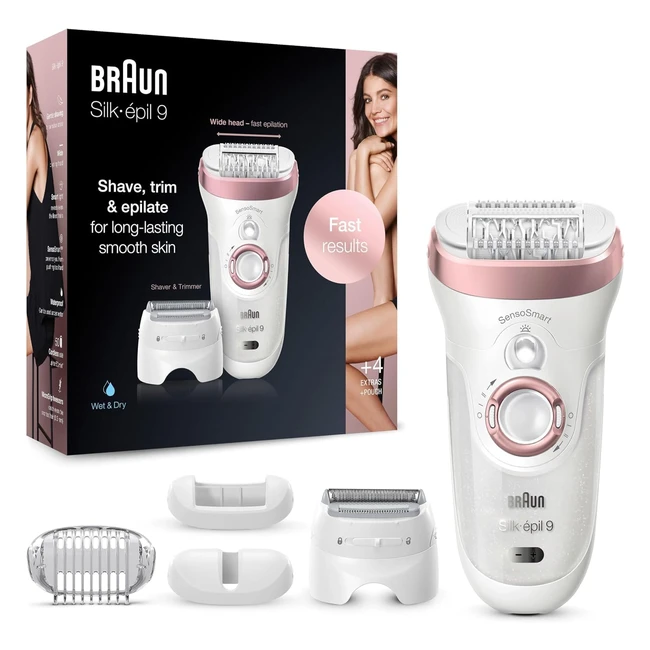 Braun Silk-épil 9 Epilierer Damen - Haarentferner für langanhaltende Ergebnisse - 9725 Weiß/Gold