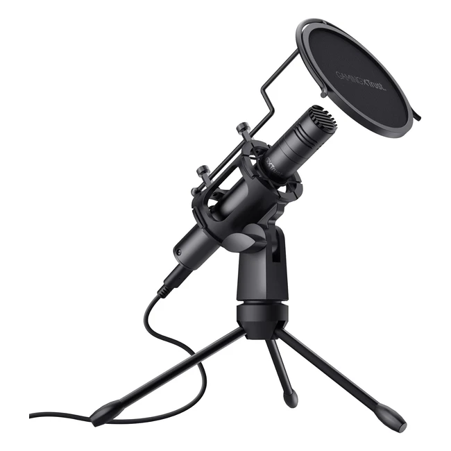 Trust Gaming USB Streaming Microphone GXT 241 Velica - Condenser Mic with Tripod Stand and Pop Filter