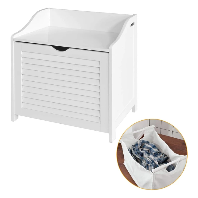 Panier à linge SoBuy FSR40W avec sac amovible - Armoire de salle de bain et banc de rangement