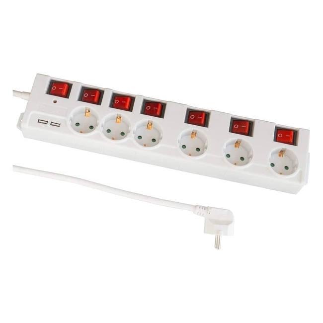 Ciabatta Elettrica con USB Multipresa a 6 Prese - Protezione Sovratensione - MD000652