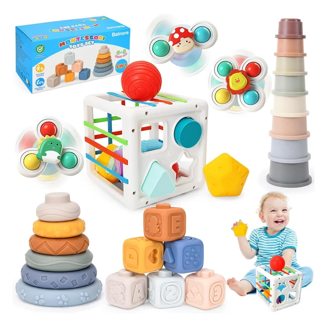 Jouet bébé 6 mois - Montessori 5 en 1 - 32 pcs - Eveil 0-12 mois